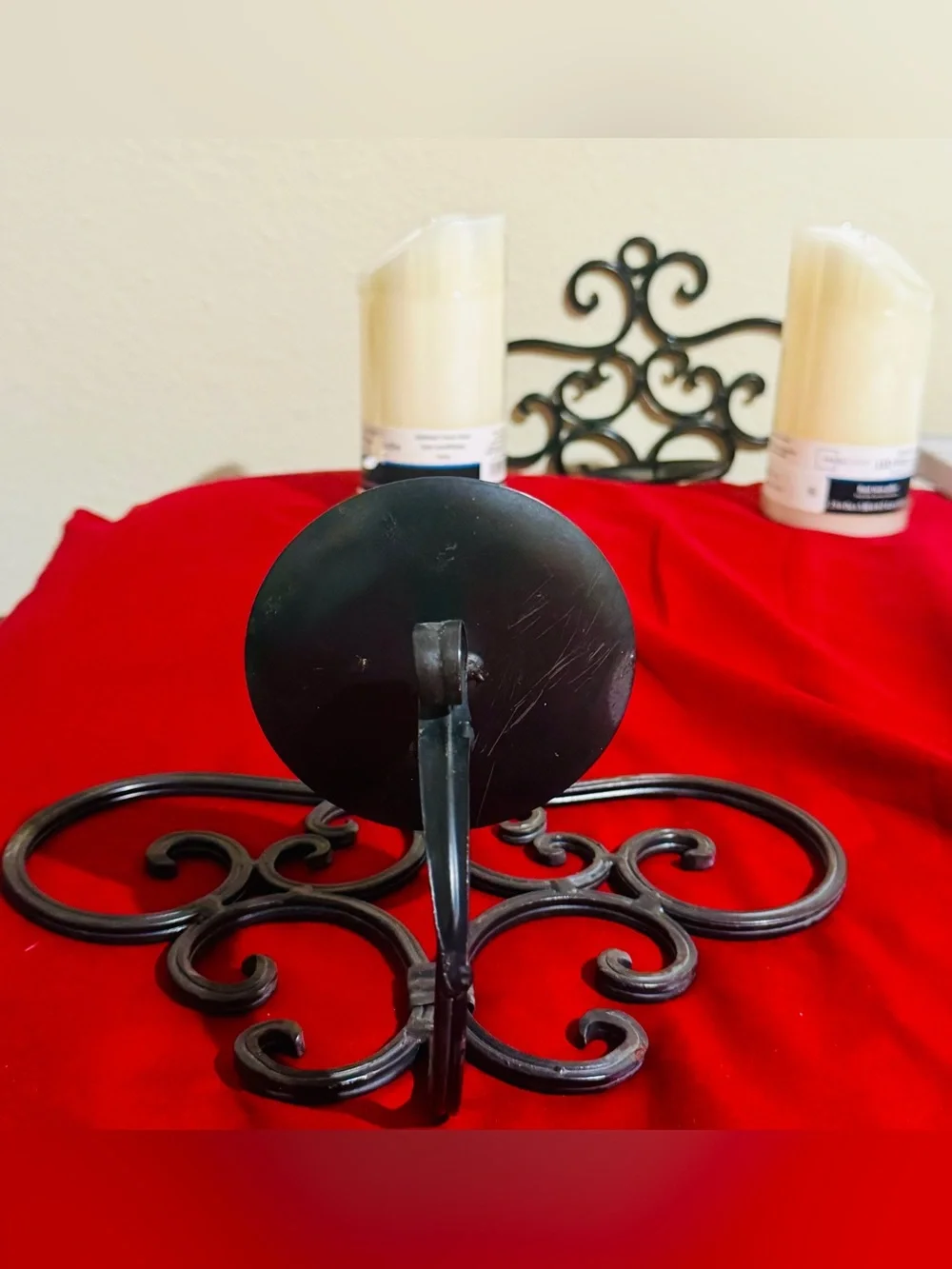 Set of 2 Black Scroll Wall Candle Sconces | Farmhouse Metal Wall Decor